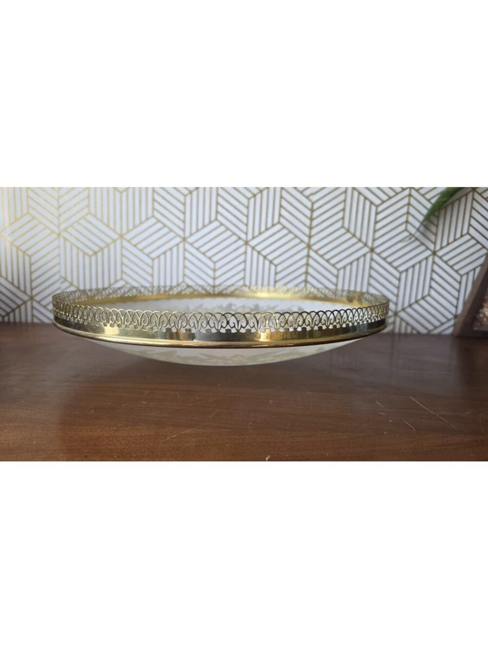 Vintage Gold Filigree Frosted Yellow & White Daisy Domed Ceiling Light Cover